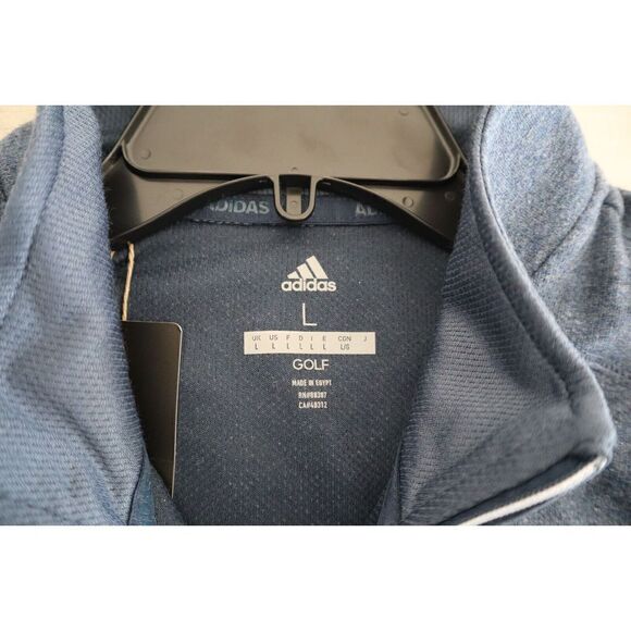 adidas ADK4427S21 Men's Sz L Heather Blue 1/4 Zip Long Sleeve Knit Pullover Top - Picture 3 of 9